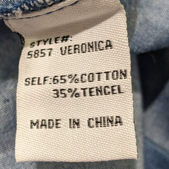 Marisa Kenson Blue Denim Pocket Belted Waist Roll-Up Sleeves Mini Dress - M NWT - Picture 4 of 5